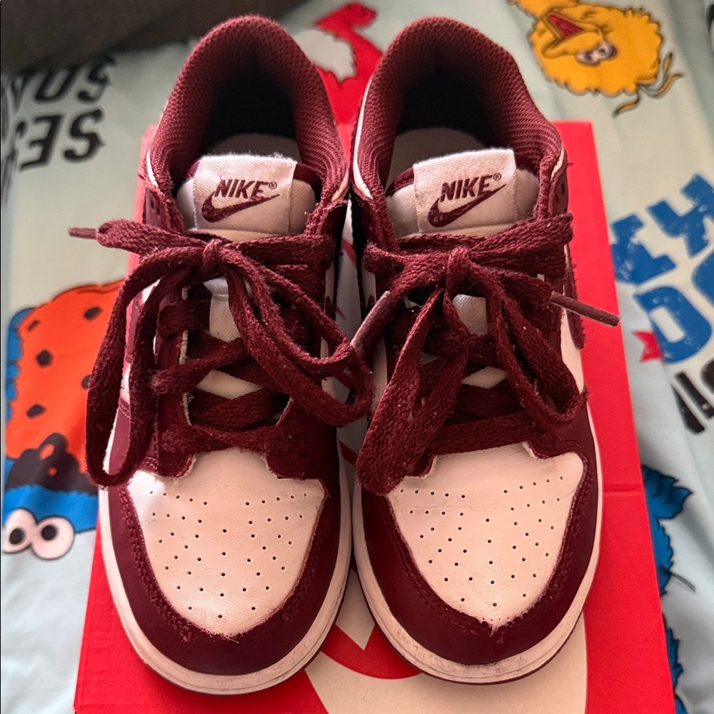 Nike Dunks Kids Burgundy and White Sneakers